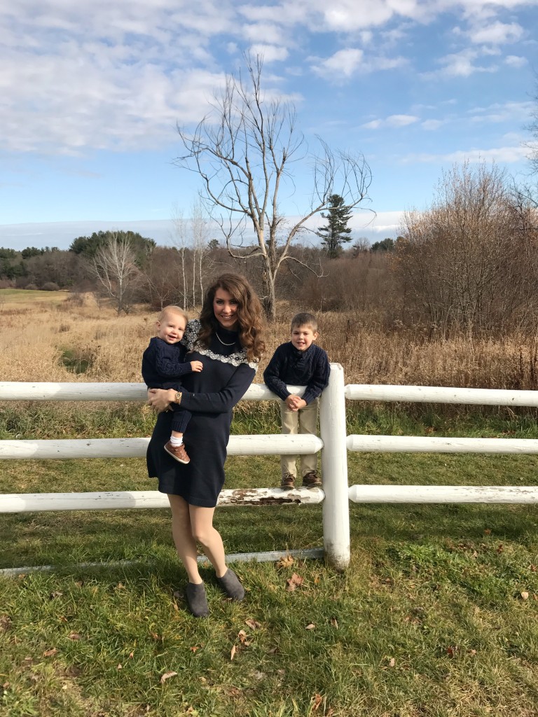 Navy and Grey Sweater Dress From the Closet Grey Booties Tommy Hilfiger Gap Kids Navy Baby Gap From the Family With Love