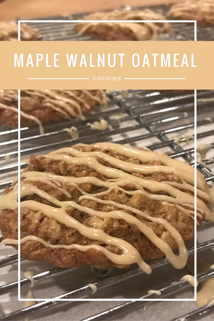 Maple Walnut Oatmeal Cookies recipe with Maple glaze frosting - From the Family with Love