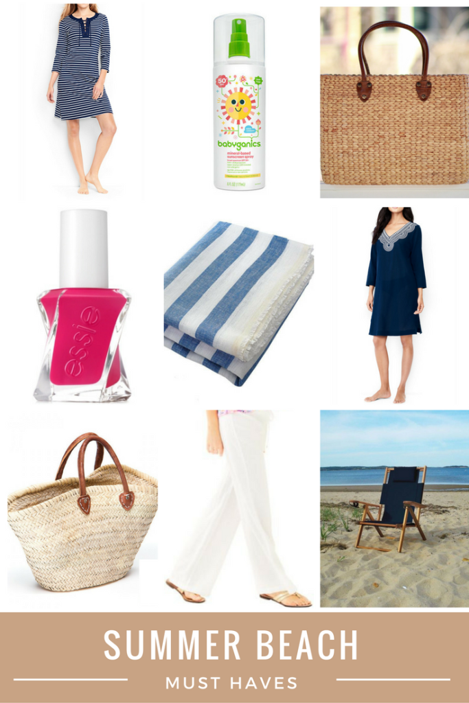 Midweek Must Haves Summer Beach Roundup From the Family With Love - Land's end cover up, babyganics sunscreen, basket beach bags, Deck Towel, Lily Pulitzer linen beach pants, Cape Cod beach chair