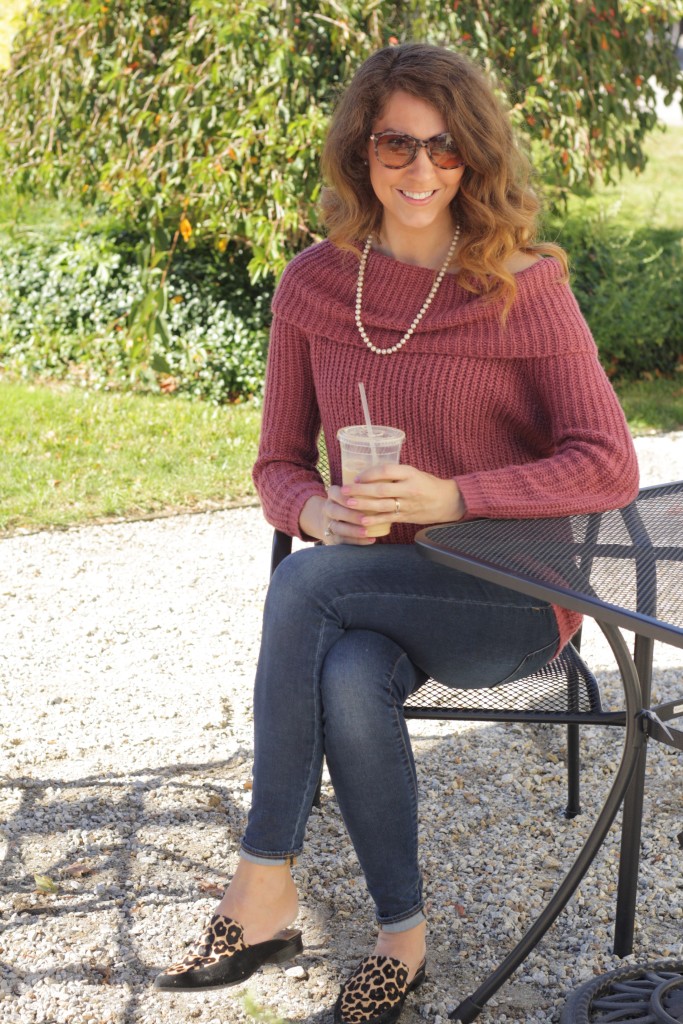 Mulberry Wine off the shoulder cowl neck sweater - From the Closet  - 9 Sweaters that aren't blush or ivory - From the Family With Love