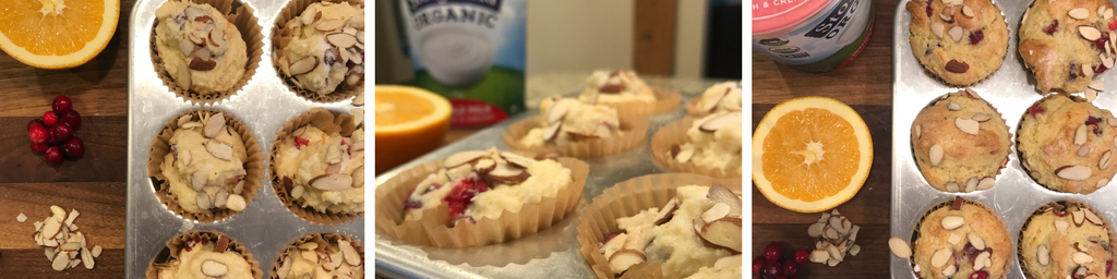 In the Kitchen with Stonyfield_ Cranberry Orange Almond Muffins - recipe - From the Family With Love