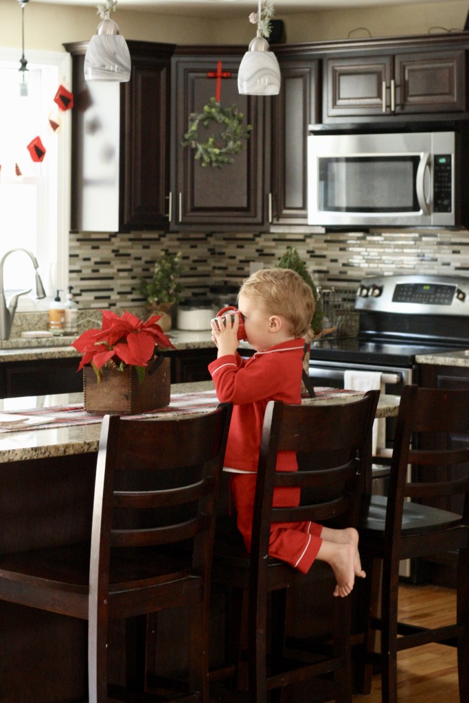 Christmas Kitchen Tour - Christmas Wreaths and Hot Cocoa - Red Pajamas - Christmas Home Tour - From the Family with Love