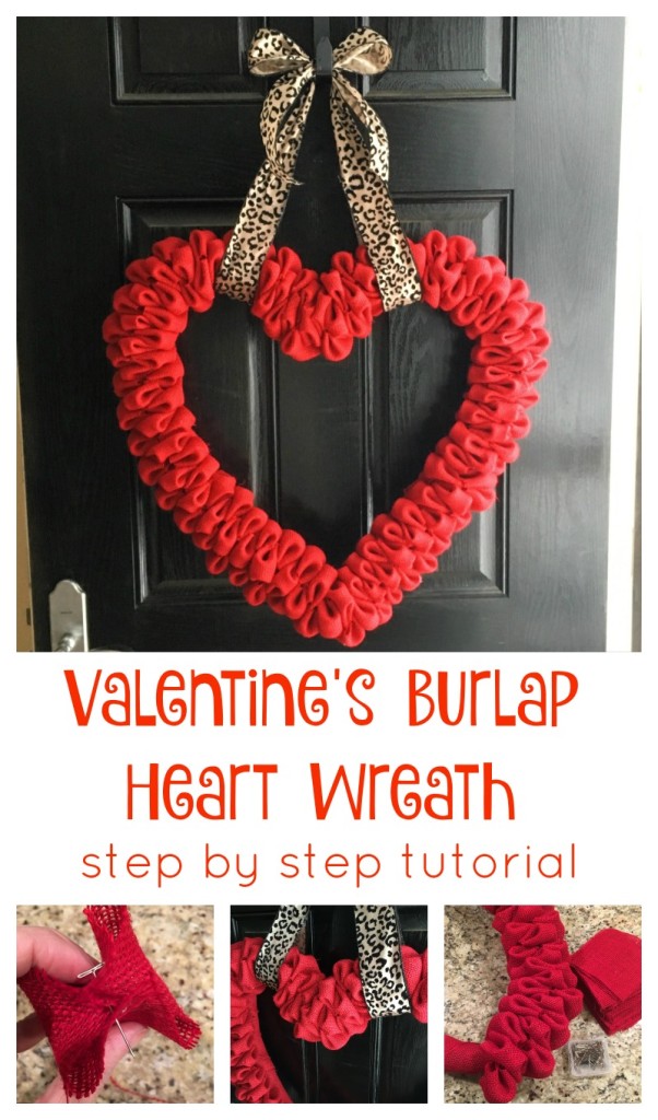 Valentines Day Heart Wreath Burlap tutorial From the Family With Love Pinterest 2