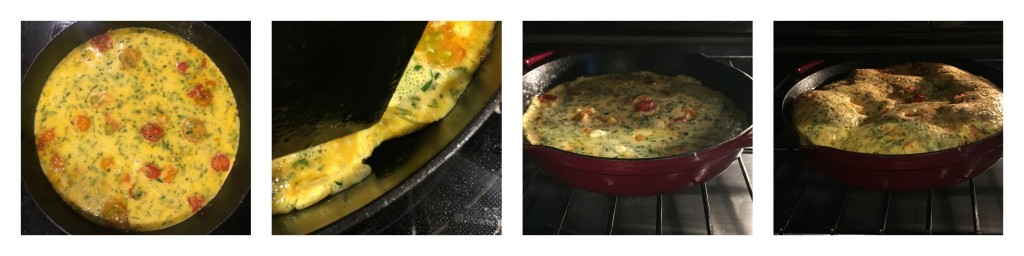 Stages of cooking a Tomato and Fresh Herb Frittata Recipe From the Family With Love