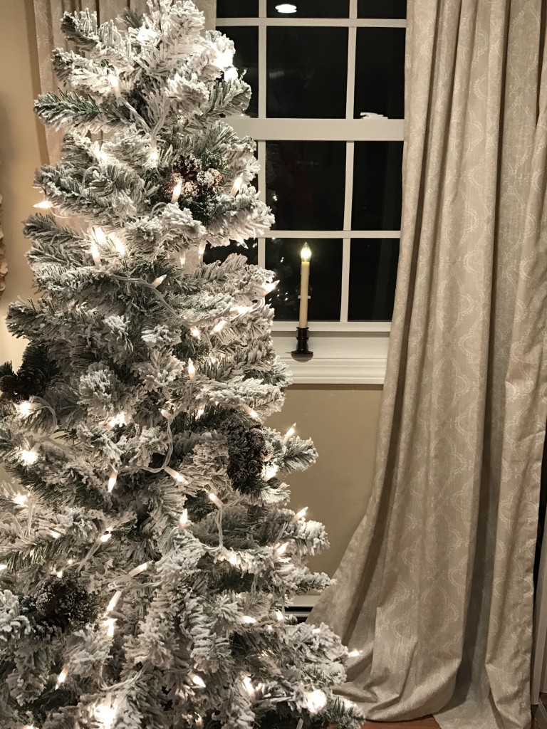 DIY how to 6 foot Flocked Christmas Tree with lights and pinecones for under $40 DIY From the Family With Love 