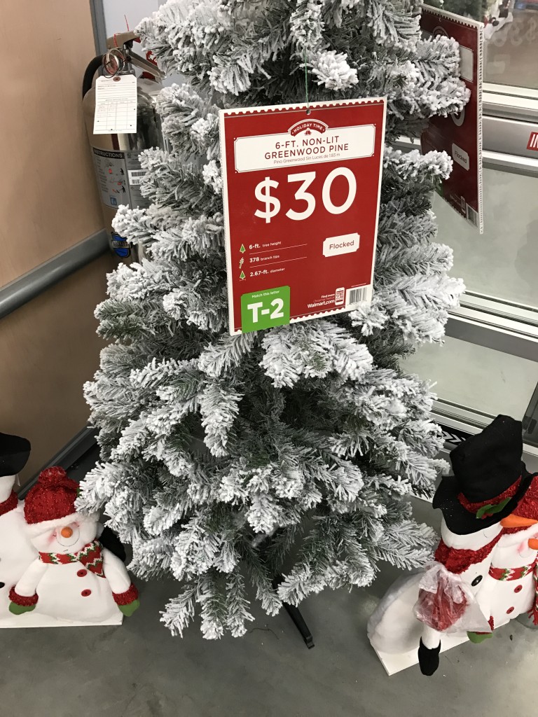 White Christmas 6' Flocked Christmas Tree with lights and pinecones for under $40 DIY From the Family With Love Walmart