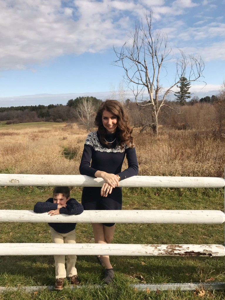 Navy and Grey Sweater Dress From the Closet Grey Booties Tommy Hilfiger Gap Kids Navy Baby Gap From the Family With Love