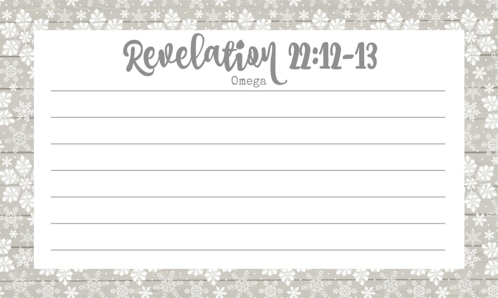 {Free Printable} Recipe for Life Verse Memorization Cards December 2016 HOPE Revelation 22:12-13 Omega From the Family With Love