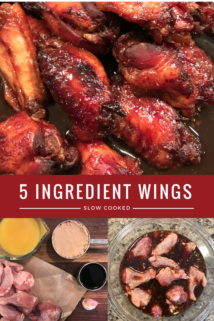 5 Ingredient Chicken Wings with brown sugar, orange juice, soy sauce, garlic, Super Bowl Sunday game day food - From the Family With Love