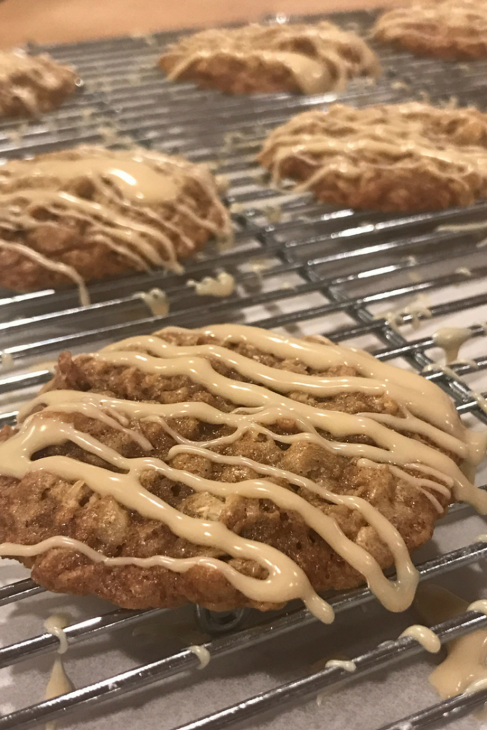 Maple Walnut Oatmeal Cookies recipe with Maple glaze frosting - From the Family with Love