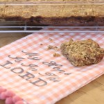 Oatmeal Vanilla Rhubarb Squares recipe - sweet vanilla scented rhubarb sauce between two layers of crispy oatmeal mixed with walnuts - From the Family with Love