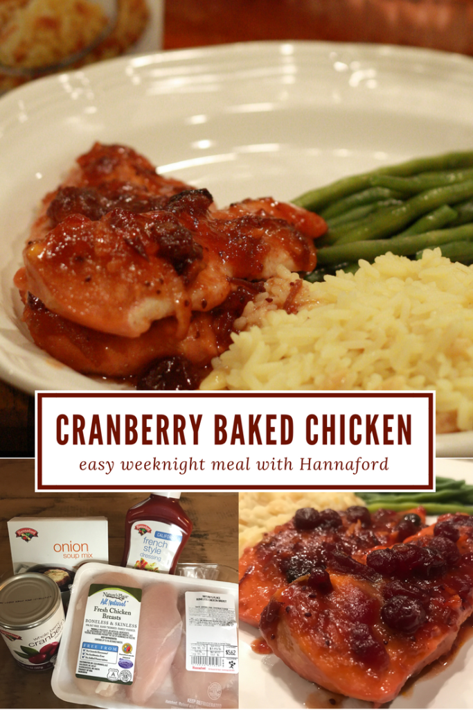 Cranberry Baked Chicken - easy weeknight meal recipe with Hannaford - 5 ingredients or less - From the Family With Love