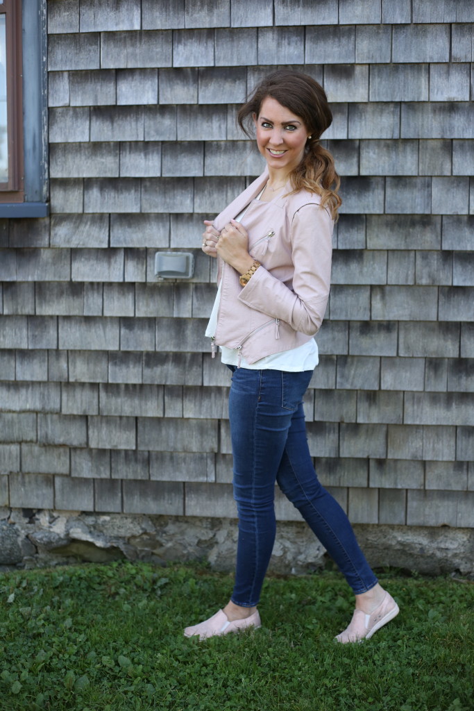 Blush Moto J aacket Fall Layering Staple - From the Closet - From the Family With Love