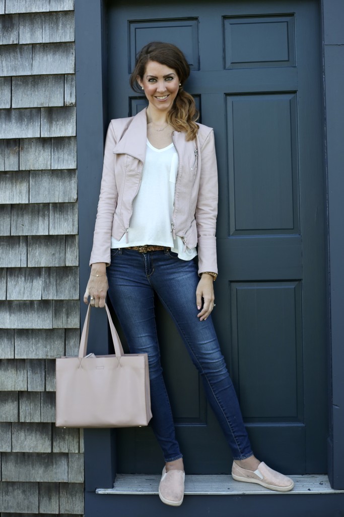Blush Moto Jacket Fall Layering Staple - From the Closet - From the Family With Love