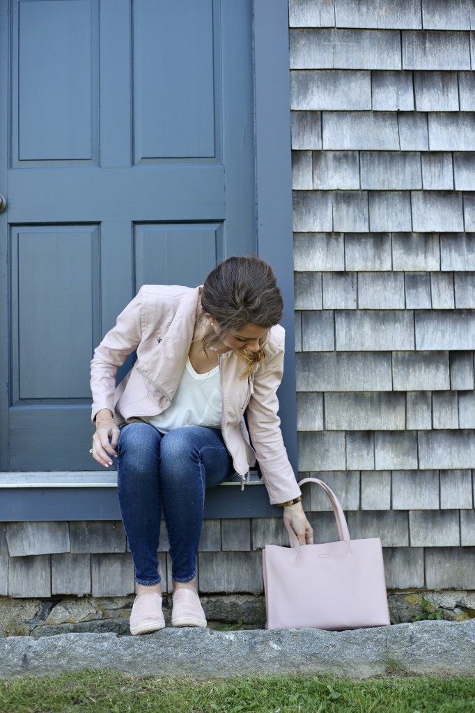 Blush Moto Jacket Fall Layering Staple - From the Closet - From the Family With Love