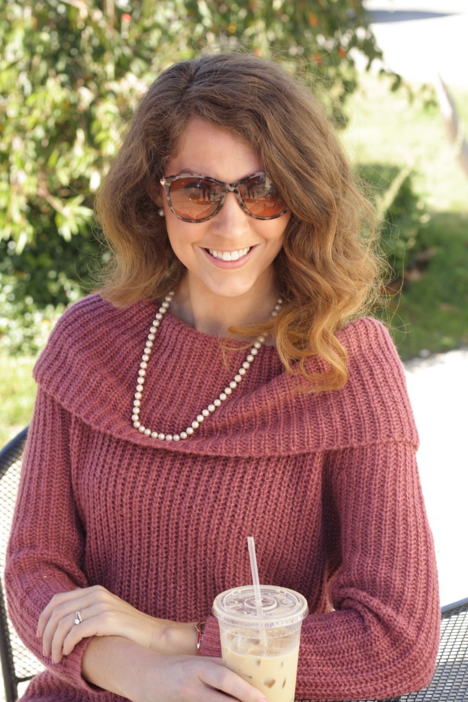 Mulberry Wine off the shoulder cowl neck sweater - From the Closet  - 9 Sweaters that aren't blush or ivory - From the Family With Love