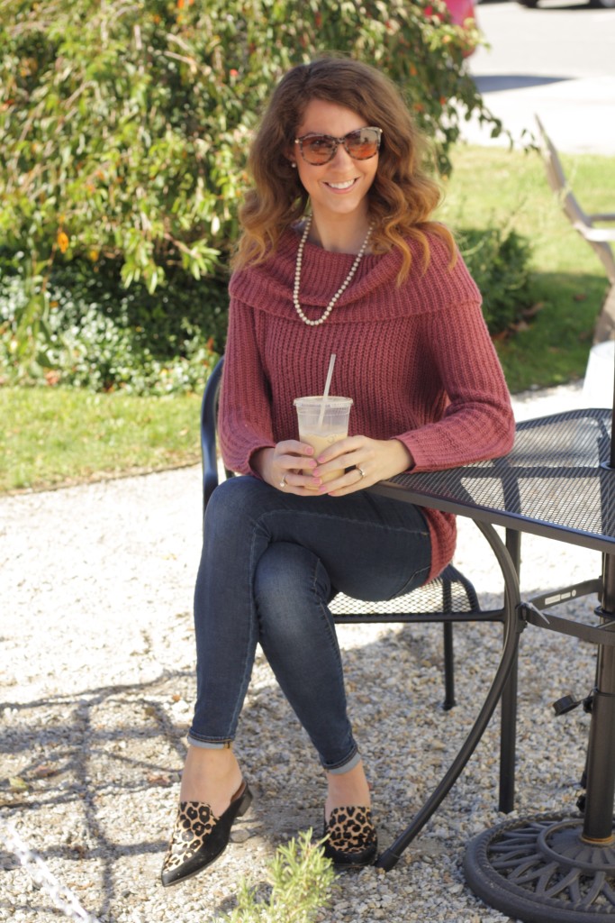 Mulberry Wine off the shoulder cowl neck sweater - From the Closet  - 9 Sweaters that aren't blush or ivory - From the Family With Love