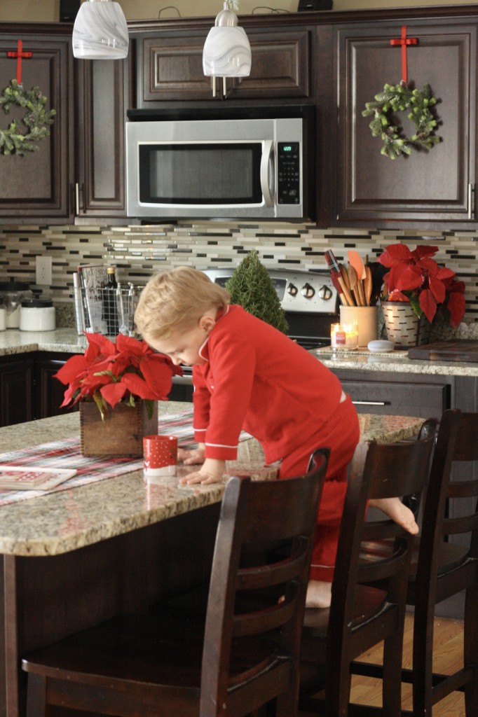 Christmas Kitchen Tour - Christmas Wreaths and Hot Cocoa - Red Pajamas - Christmas Home Tour - From the Family with Love