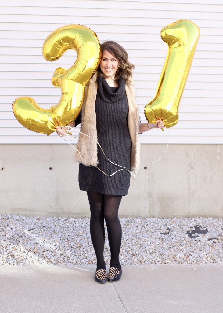 Happy Birthday to me - 31 things in 31 years - From the Family With Love - birthday gold number balloons