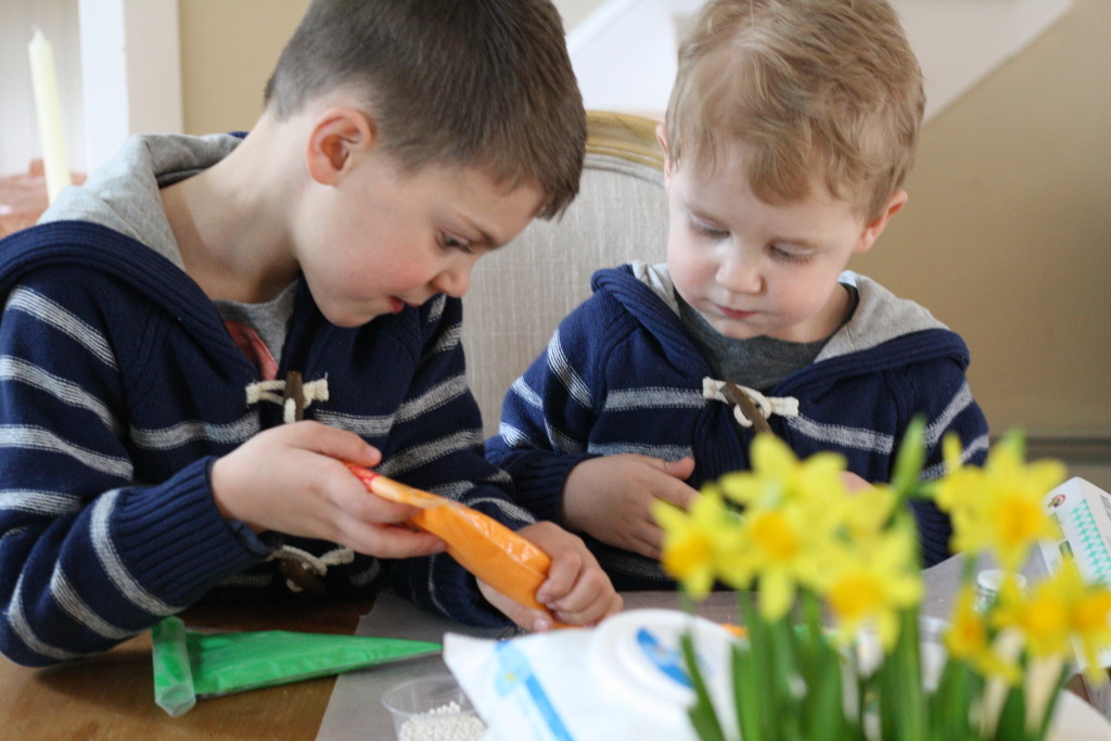 Frosted Sugar Cookies recipe with My Hannaford Rewards - Decorating cut out cookies with kids - carrot sugar cookies - carrot cutout cookies - From the Family With Love