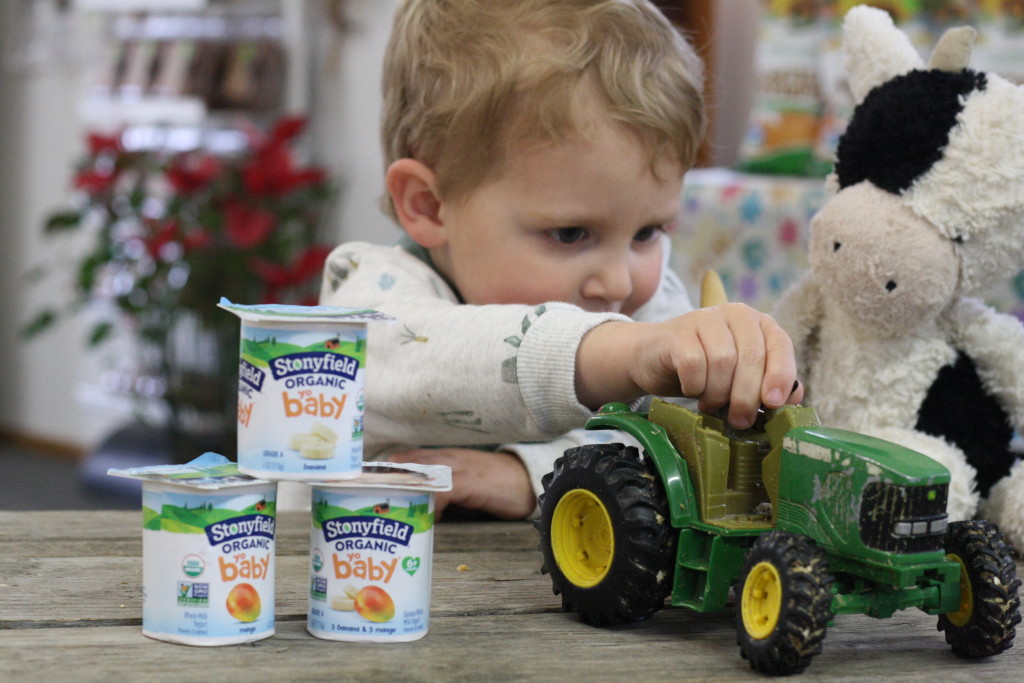 Snack Time at the Farm with Stonyfield YoBaby Banana Mango Yogurt