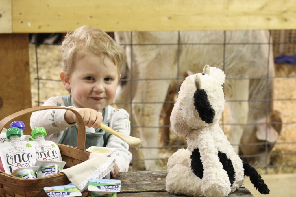 Snack Time at the Farm with Stonyfield YoBaby Banana Mango Yogurt