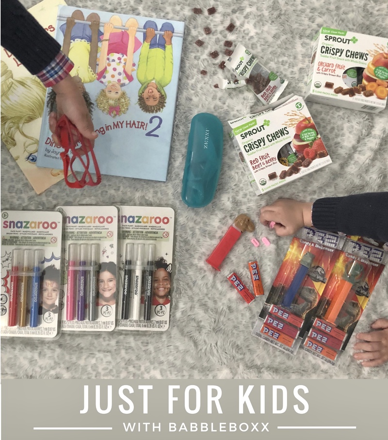 Midweek Must Haves - Just For Kids with Babbleboxx - Snazaroo Brush Pen, Dinosaurs Living in my Hair, PEZ Jurassic World Collection, Sprout Crispy Chews, Zenni Optical Kids Glasses