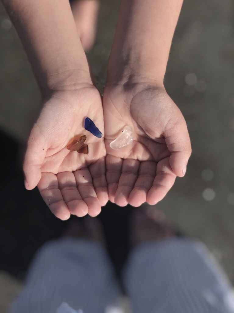 From the Road: NH Jenness State Beach Rye NH -  blue sea glass