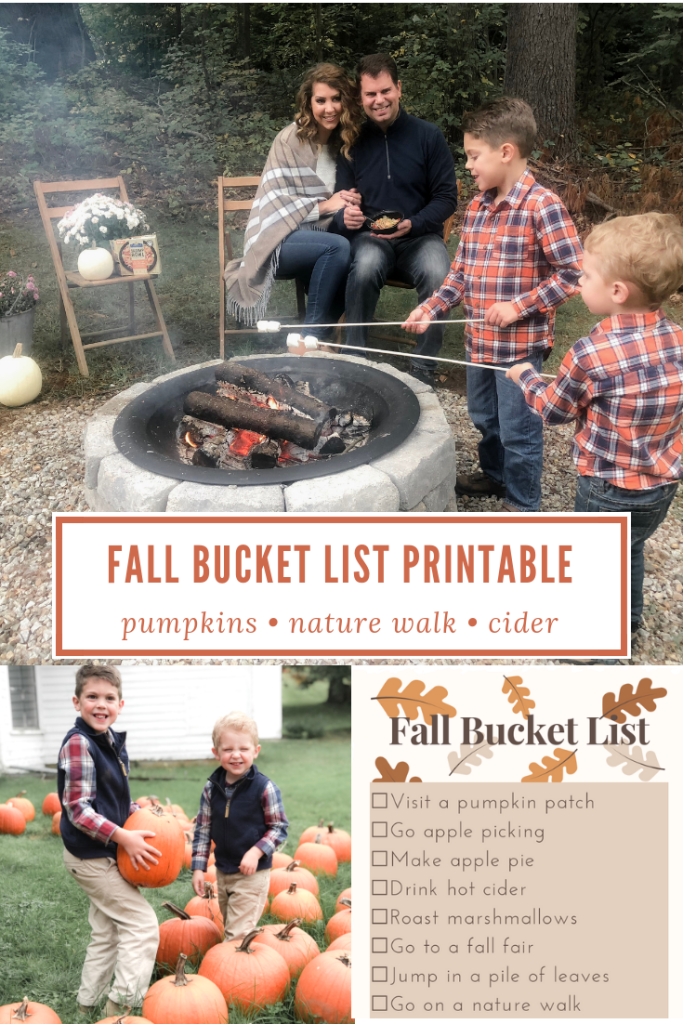 Fall Bucket List Printable - with Gorton's Seafood Shrimp Bowls - pumpkin patch - corn maze - apple cider - bon fire - roasted marshmallows - From the Family-2