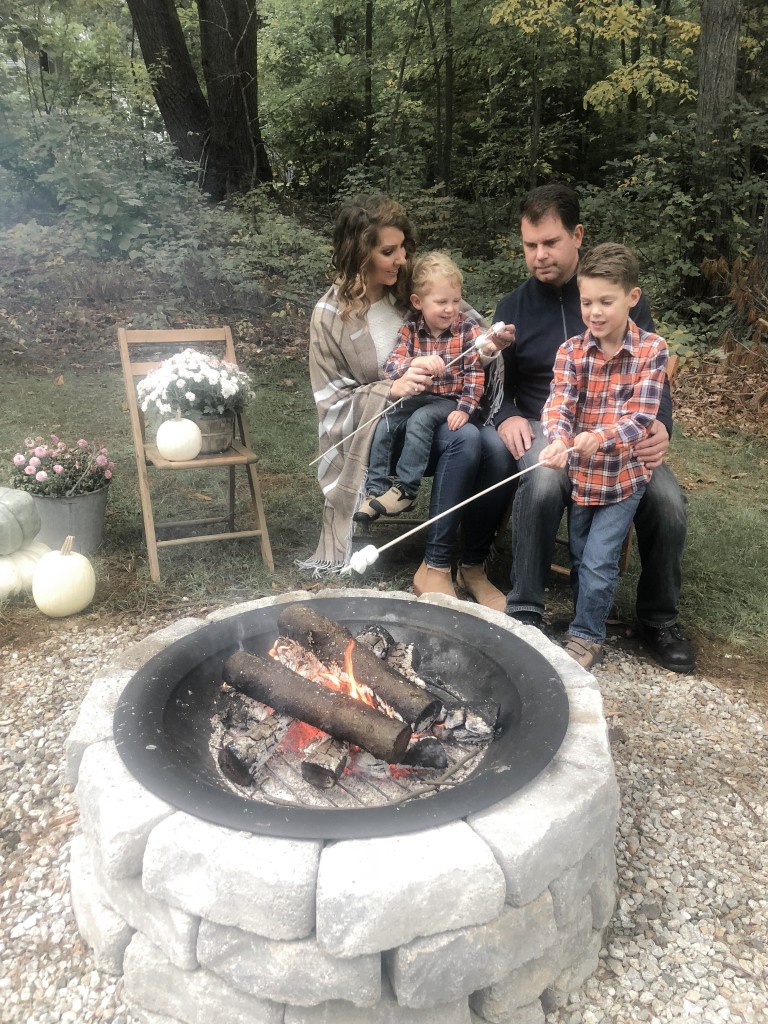 Fall Bucket List - S'mores and roasted marshmallows Family around Fire Pit - From the Family