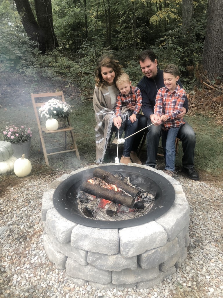 Fall Bucket List - S'mores and roasted marshmallows Family around Fire Pit - From the Family