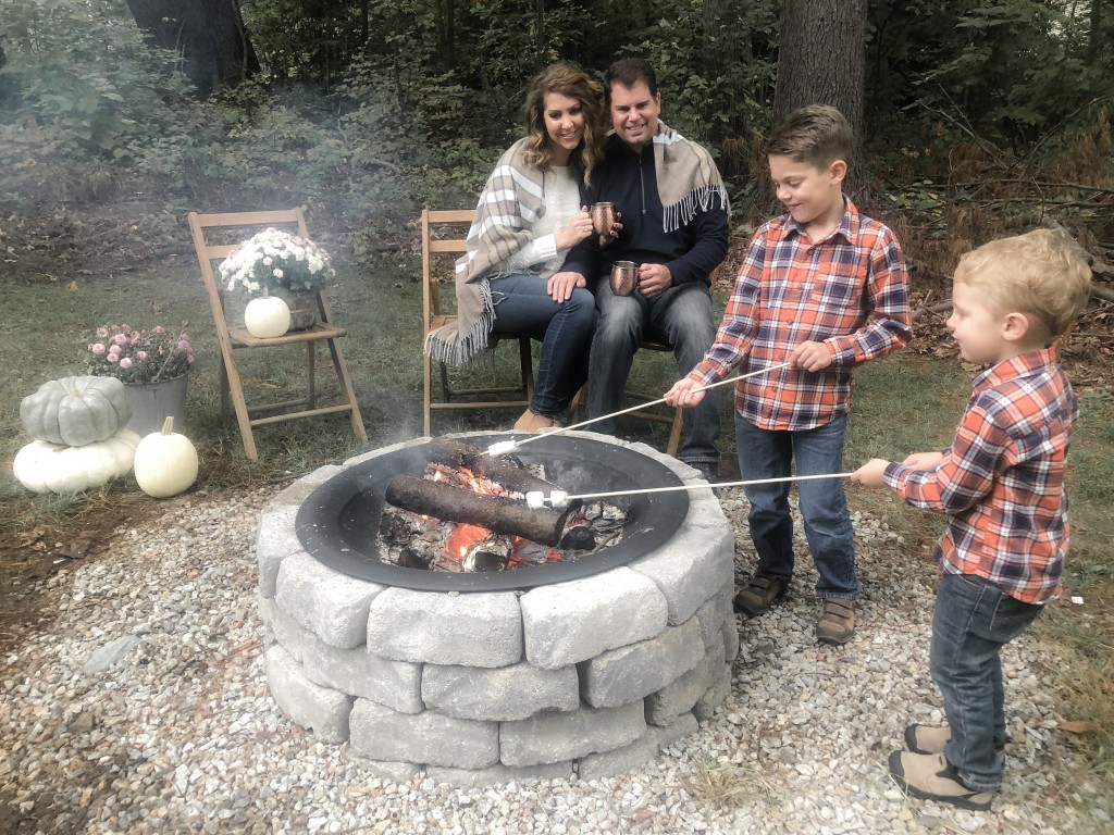 Fall Bucket List - S'mores and roasted marshmallows Family around Fire Pit - From the Family
