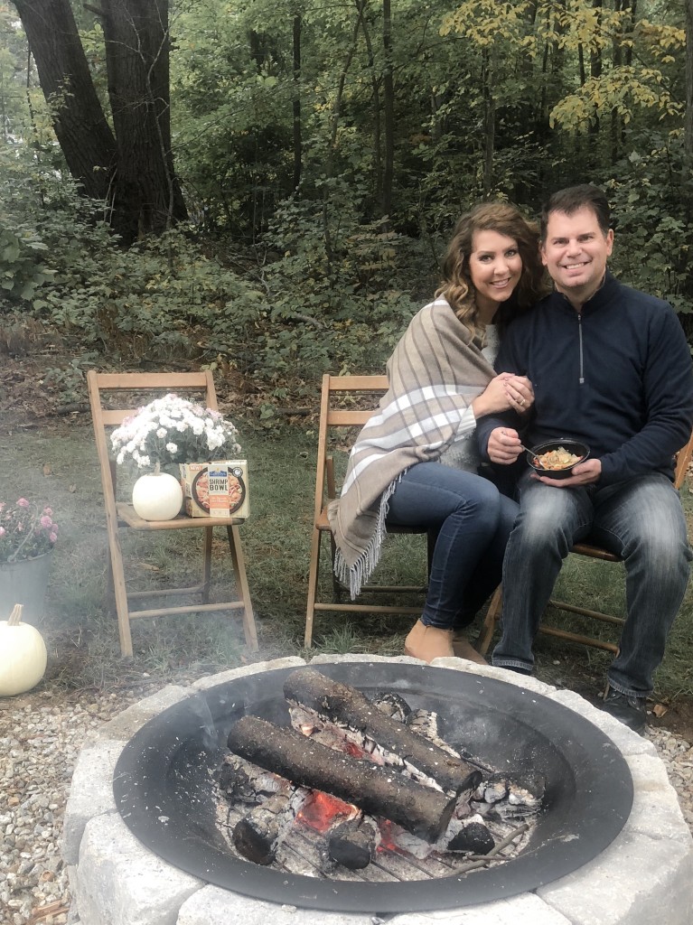 Fall Bucket List with Gorton's Seafood - Shrimp Bowls - S'mores and roasted marshmallows Family around Fire Pit - From the Family