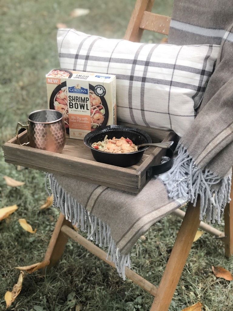 Fall Bucket List with Gorton's Seafood - Shrimp Bowls - S'mores and roasted marshmallows Family around Fire Pit - From the Family