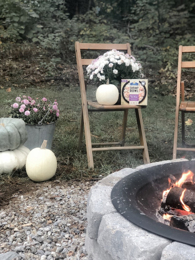 Fall Bucket List with Gorton's Seafood - Shrimp Bowls - S'mores and roasted marshmallows Family around Fire Pit - From the Family