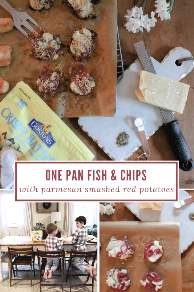 Parmesan Smashed Red Potatoes_ One Pan Fish and Chips with Gorton’s Seafood