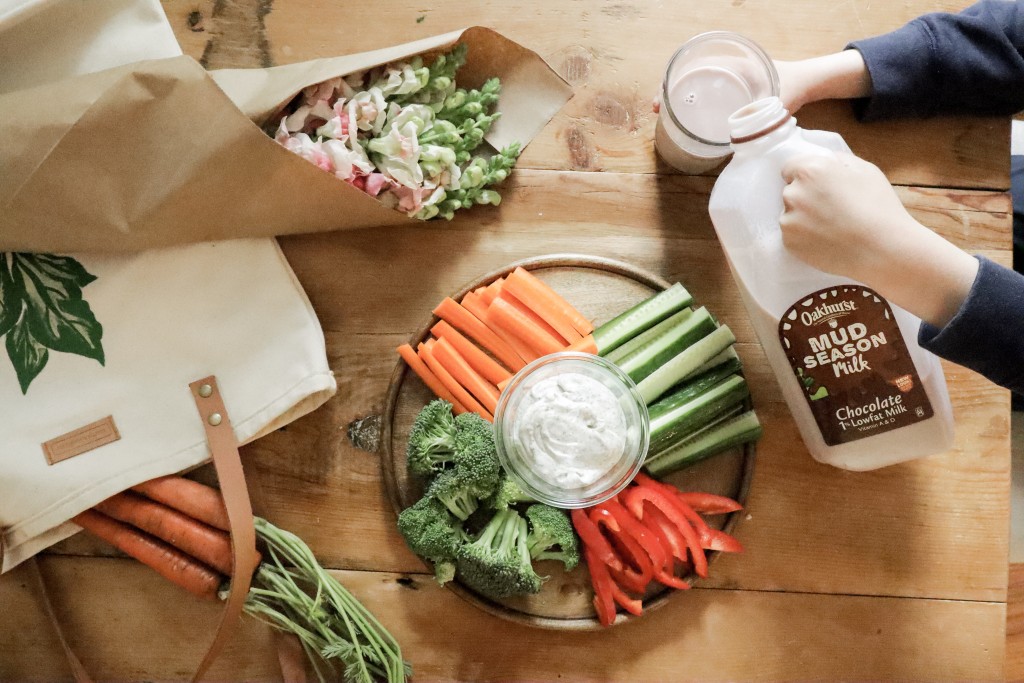 Farmers Markets and Mud Season with Oakhurst Milk + Simple Veggie Dip Recipe