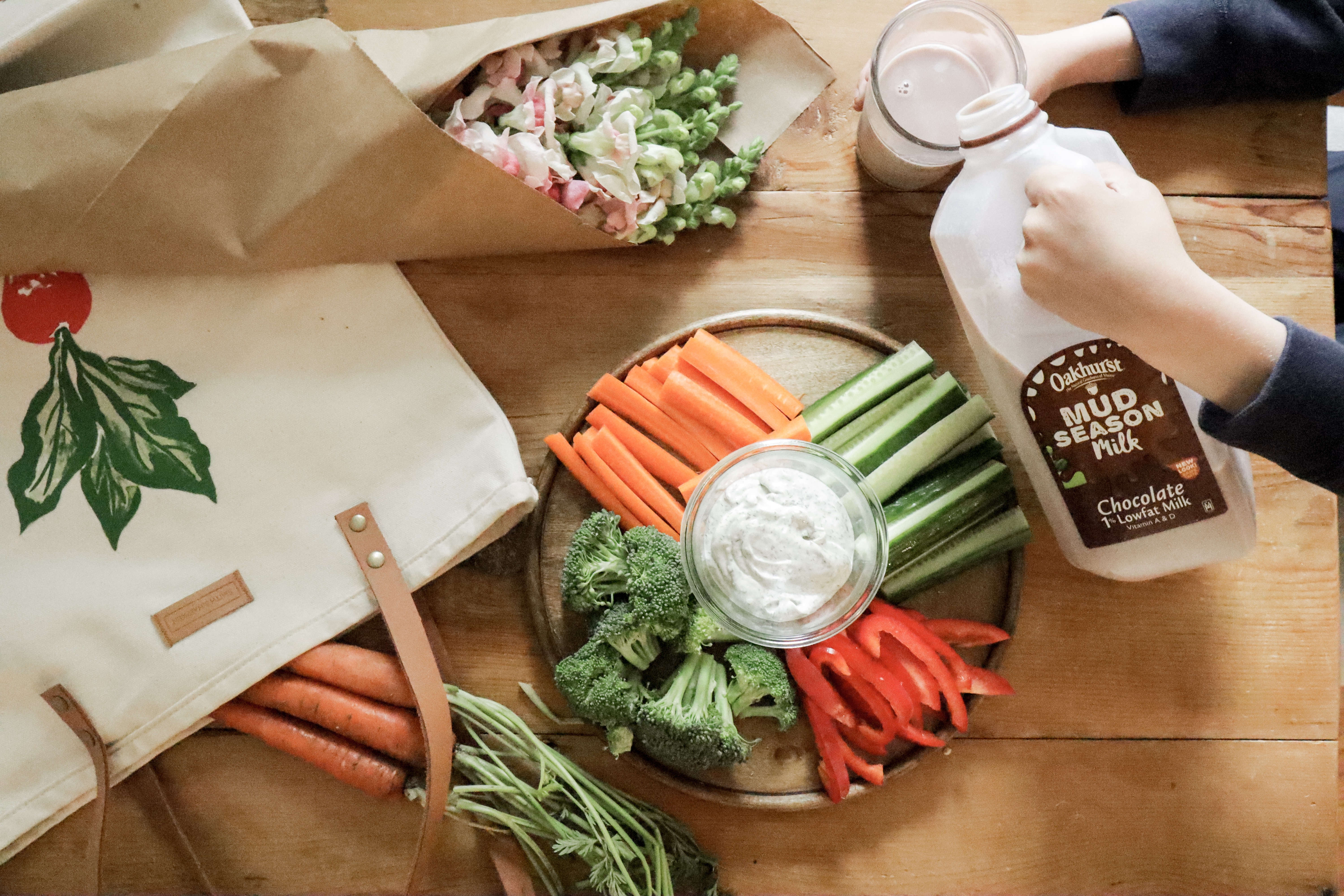 Farmers Markets and Mud Season with Oakhurst Milk + Simple Veggie Dip Recipe