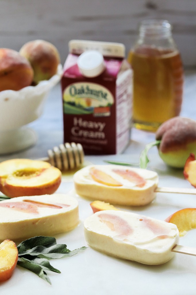 Honey Peaches + Cream Ice Pops Peaches and Cream Popsicles with Oakhurst