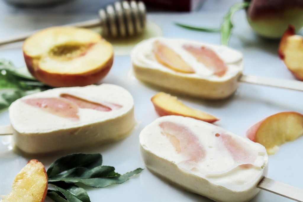 Honey Peaches + Cream Ice Pops Peaches and Cream Popsicles with Oakhurst