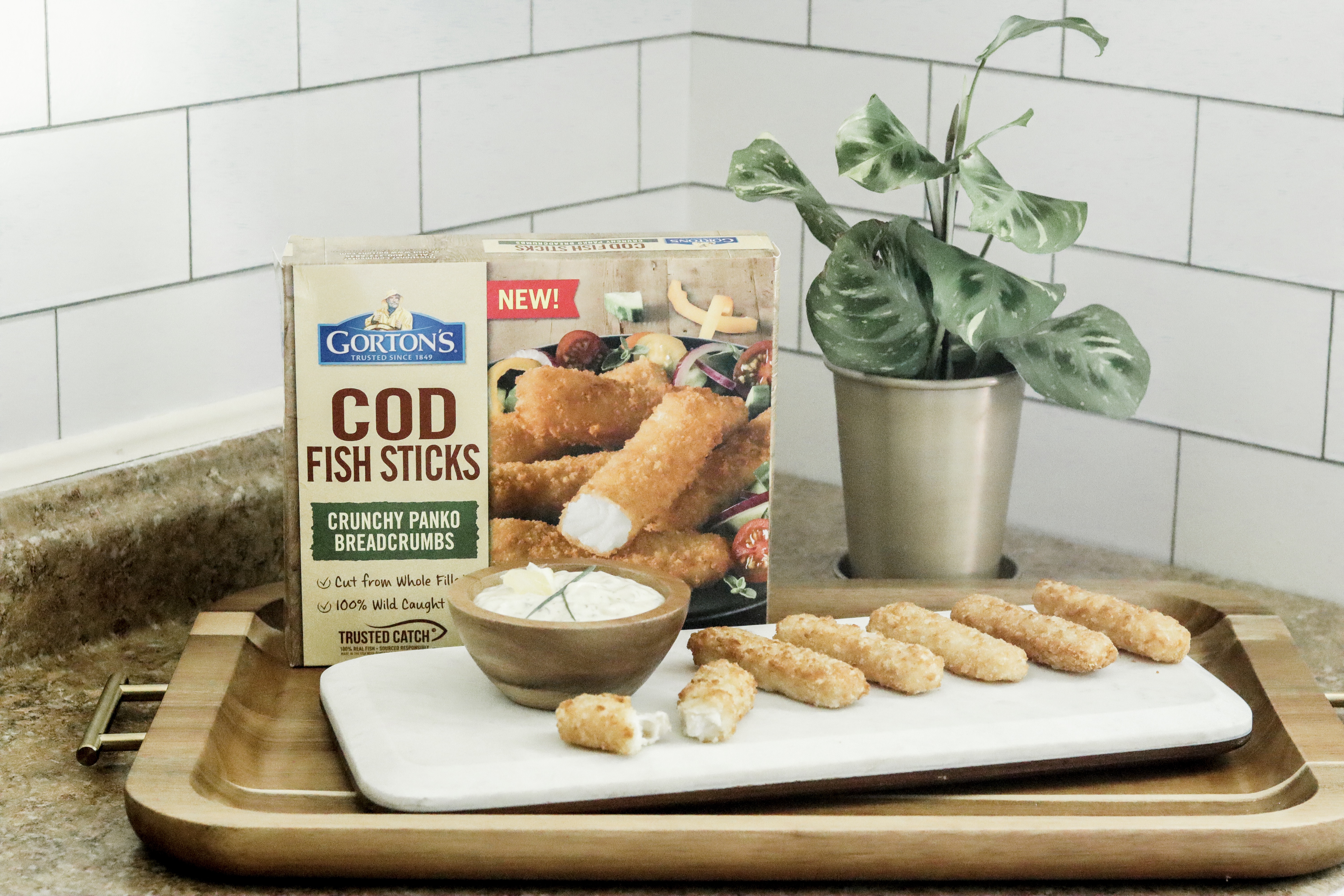 Air Fryer Fish Sticks with Herbed Tartar Sauce