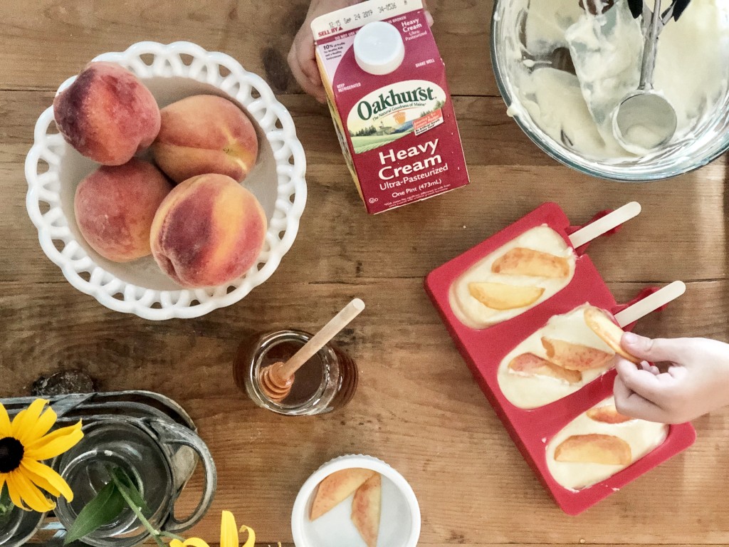 Honey Peaches + Cream Ice Pops Peaches and Cream Popsicles with Oakhurst