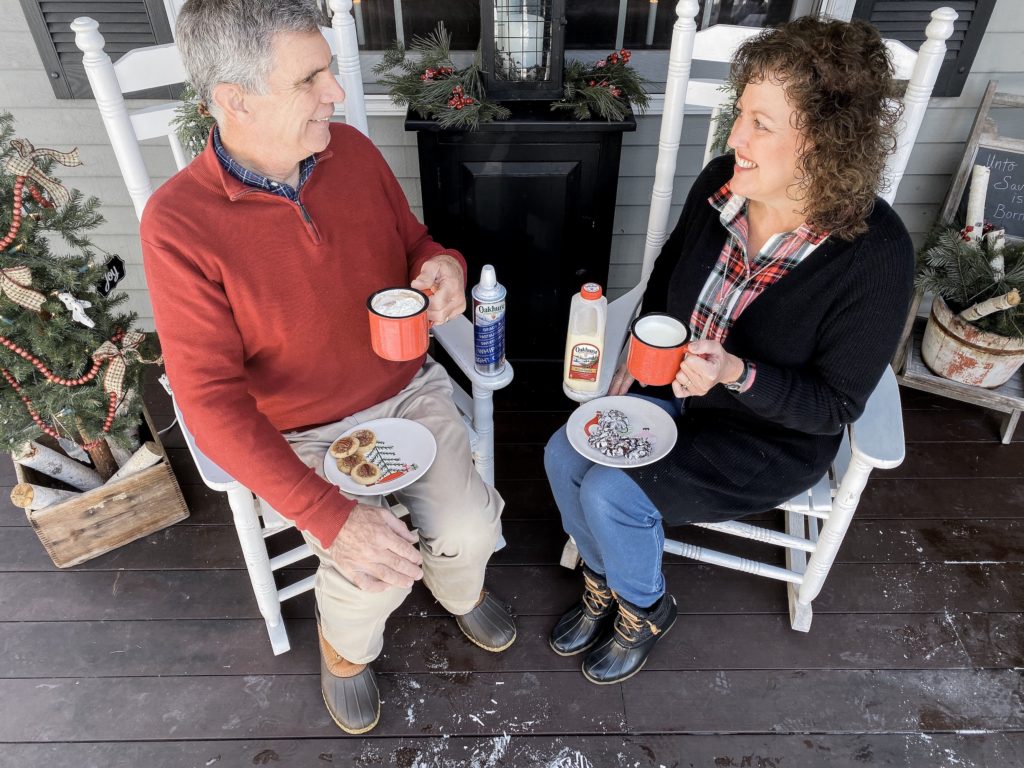 Cookies for the family with Oakhurst Chocolate Crinkles, Pecan Tassie Thumbprints, Frosted Sugar Cookies served with Eggnog and hot cocoa