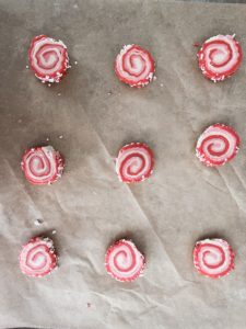Pinwheel Swirl Cookies with Gifford Pink Peppermint Stick Milkshakes