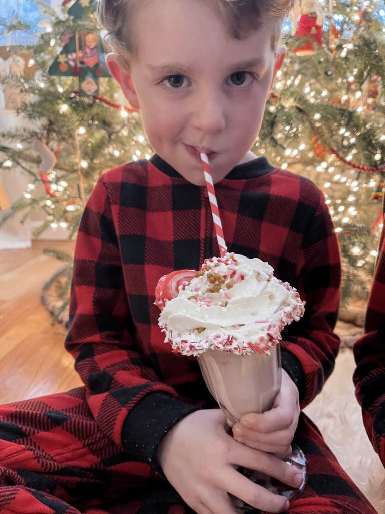 Pinwheel Swirl Cookies with Gifford Pink Peppermint Stick Milkshakes