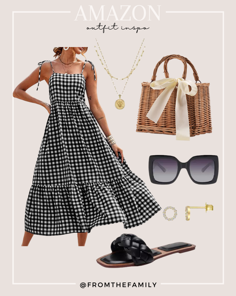 black and white gingham dress