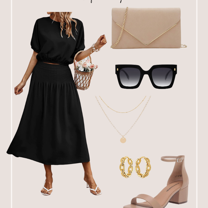 Amazon Outfit // Black Two Piece Dress 109