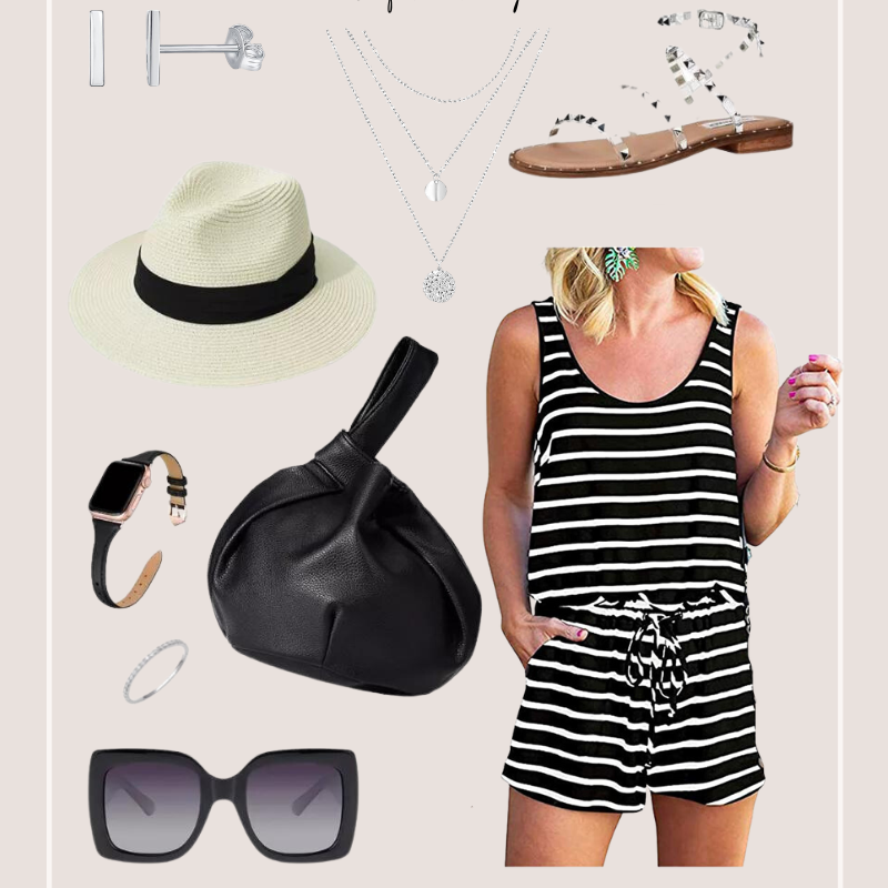 Amazon Outfit // Black Striped Romper