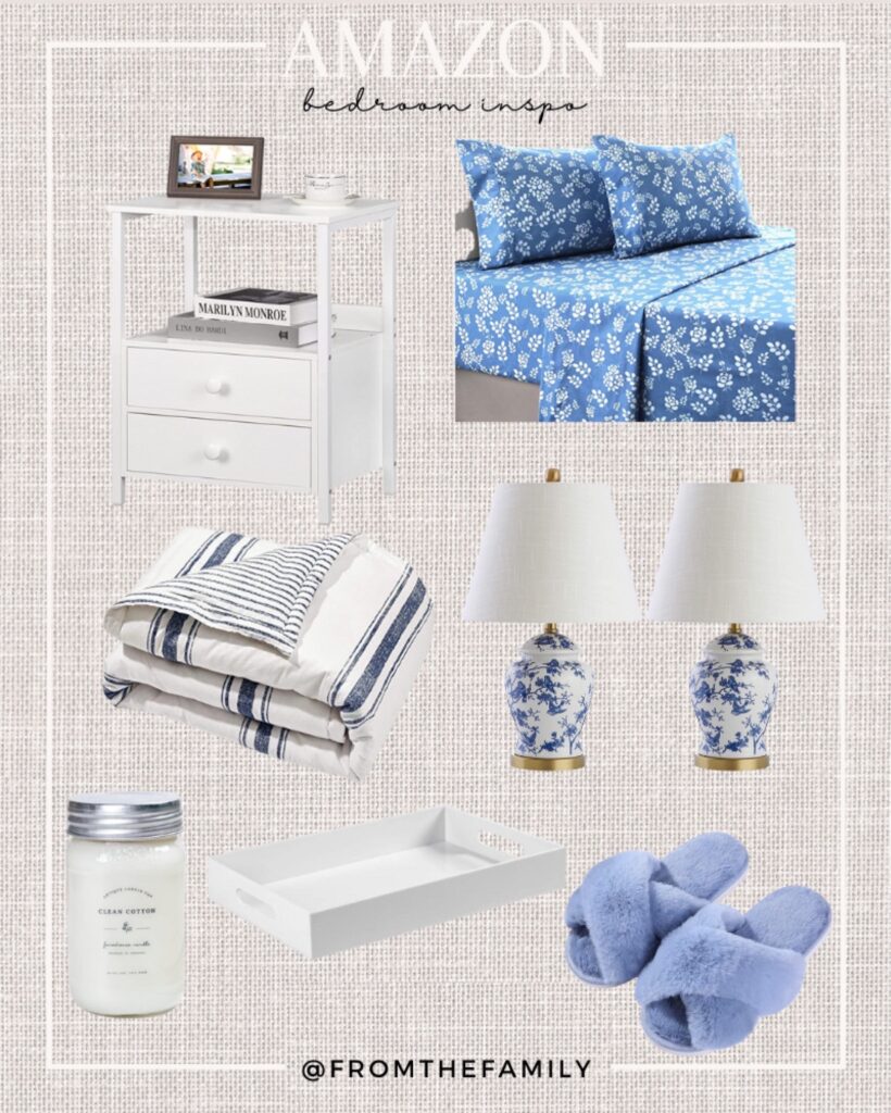 Blue and White Bedroom Amazon Home from Amazon Home