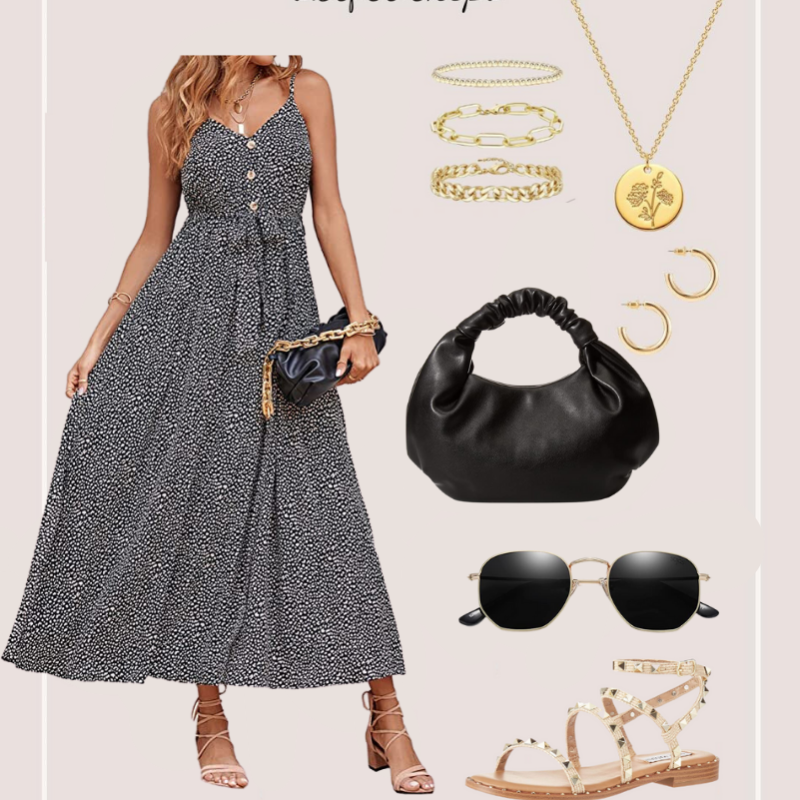 Amazon Outfit // Black Dot Summer Maxi Dress